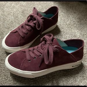SEAVEES burgundy suede collapsible sneakers